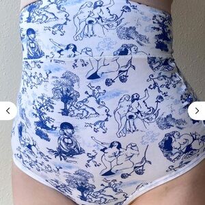 Snag Tights Blue and White High-Waisted Printed Panties